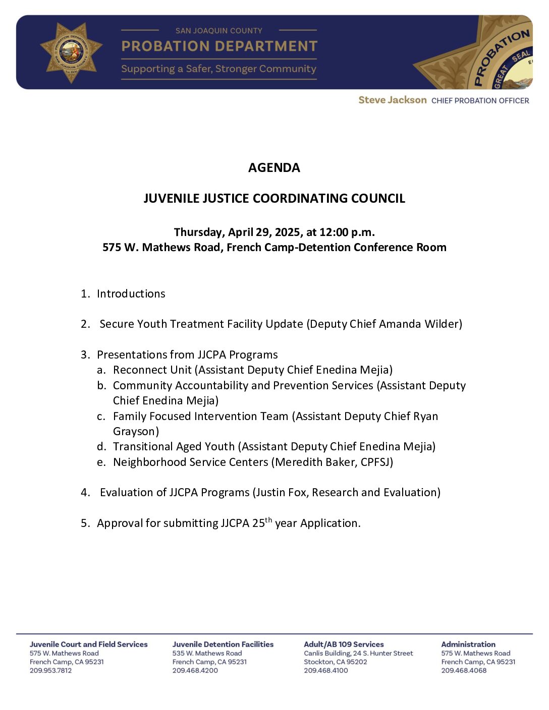 JJCC Sub-Committee Agenda 04/29/2025